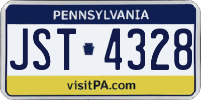 PA license plate JST4328