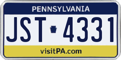 PA license plate JST4331