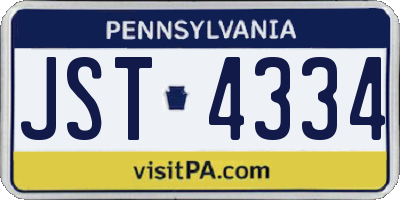 PA license plate JST4334