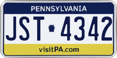 PA license plate JST4342