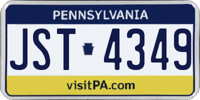PA license plate JST4349
