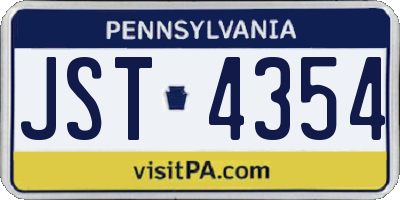 PA license plate JST4354
