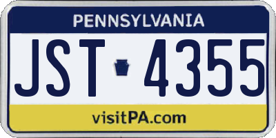 PA license plate JST4355