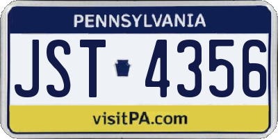 PA license plate JST4356