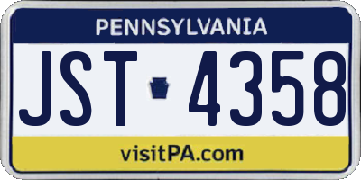 PA license plate JST4358
