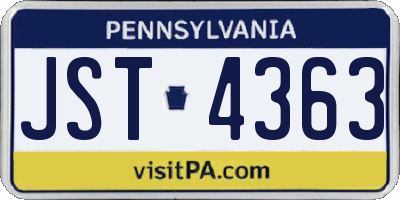 PA license plate JST4363