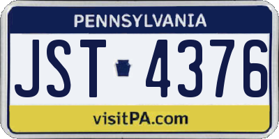 PA license plate JST4376