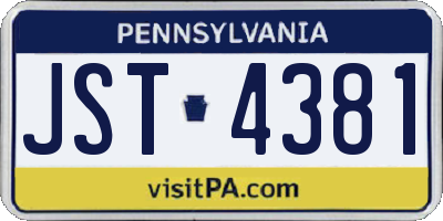 PA license plate JST4381