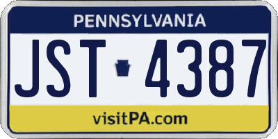 PA license plate JST4387