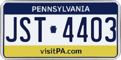 PA license plate JST4403