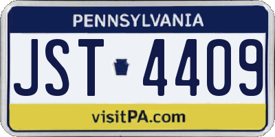 PA license plate JST4409
