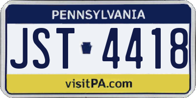 PA license plate JST4418