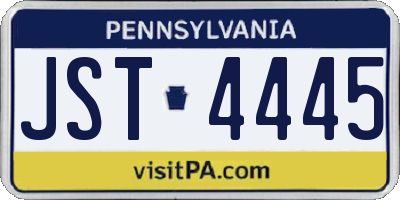 PA license plate JST4445