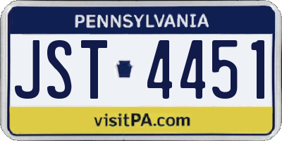 PA license plate JST4451