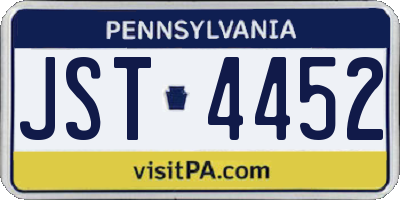 PA license plate JST4452