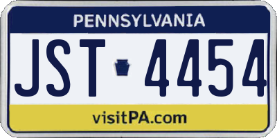 PA license plate JST4454