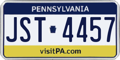 PA license plate JST4457