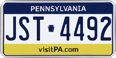 PA license plate JST4492