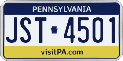 PA license plate JST4501