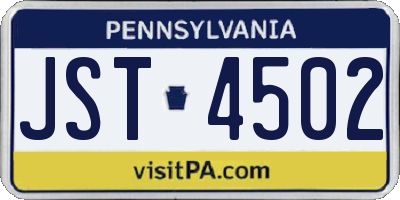 PA license plate JST4502