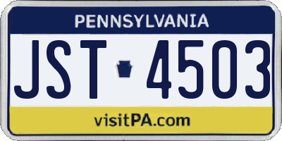 PA license plate JST4503