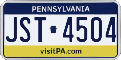 PA license plate JST4504