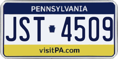 PA license plate JST4509