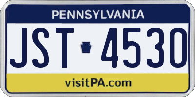 PA license plate JST4530