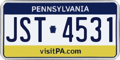 PA license plate JST4531