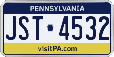 PA license plate JST4532