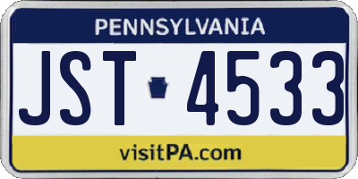 PA license plate JST4533