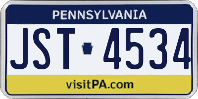 PA license plate JST4534