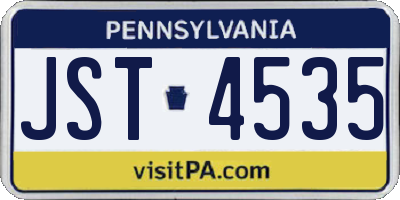 PA license plate JST4535