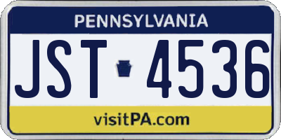 PA license plate JST4536