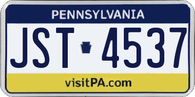 PA license plate JST4537