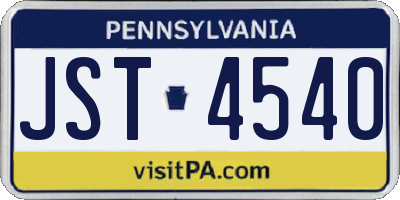 PA license plate JST4540