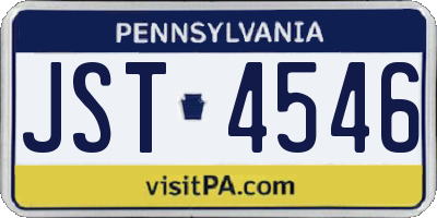 PA license plate JST4546