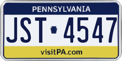 PA license plate JST4547