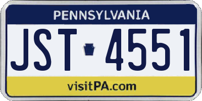 PA license plate JST4551