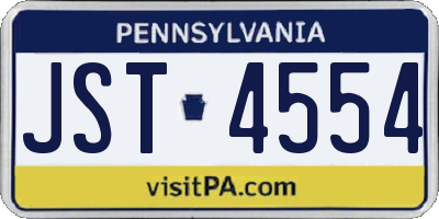 PA license plate JST4554