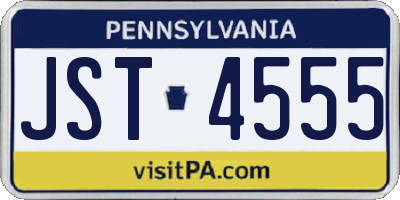 PA license plate JST4555