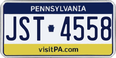 PA license plate JST4558