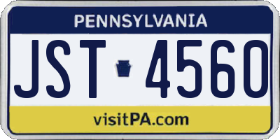 PA license plate JST4560