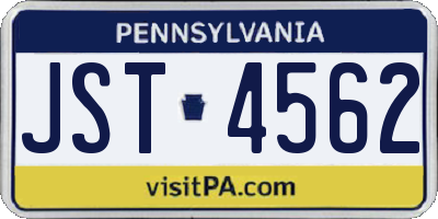 PA license plate JST4562