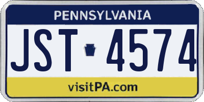 PA license plate JST4574