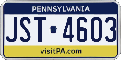PA license plate JST4603