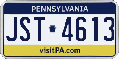 PA license plate JST4613