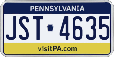 PA license plate JST4635