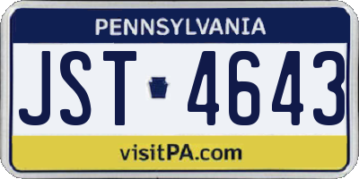 PA license plate JST4643