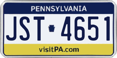 PA license plate JST4651